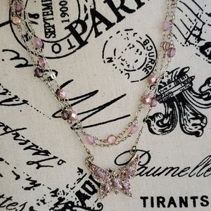 VJ VINTAGE BUTTERFLY DOUBLE STRAND NECKLACE